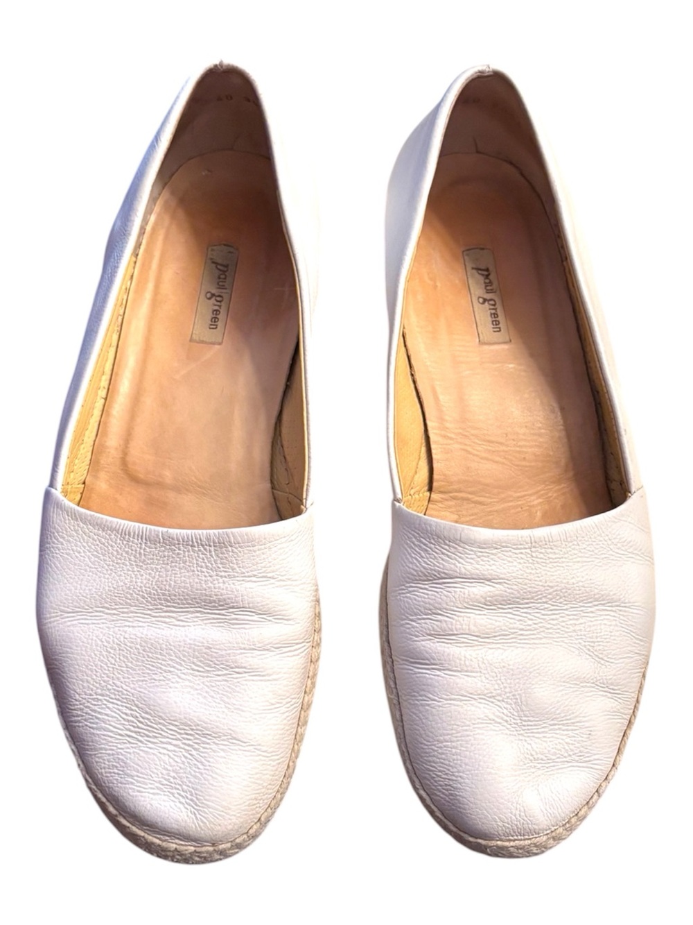 Women’s Paul Green White Leather Slip On Espadrilles Flats Size 6.5 UK US 8.5
